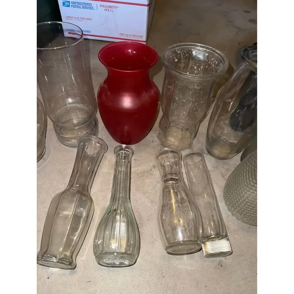 Vintage Glass Flower Vase Lot – 12 Pieces – !DELIVERY AVAILABLE!